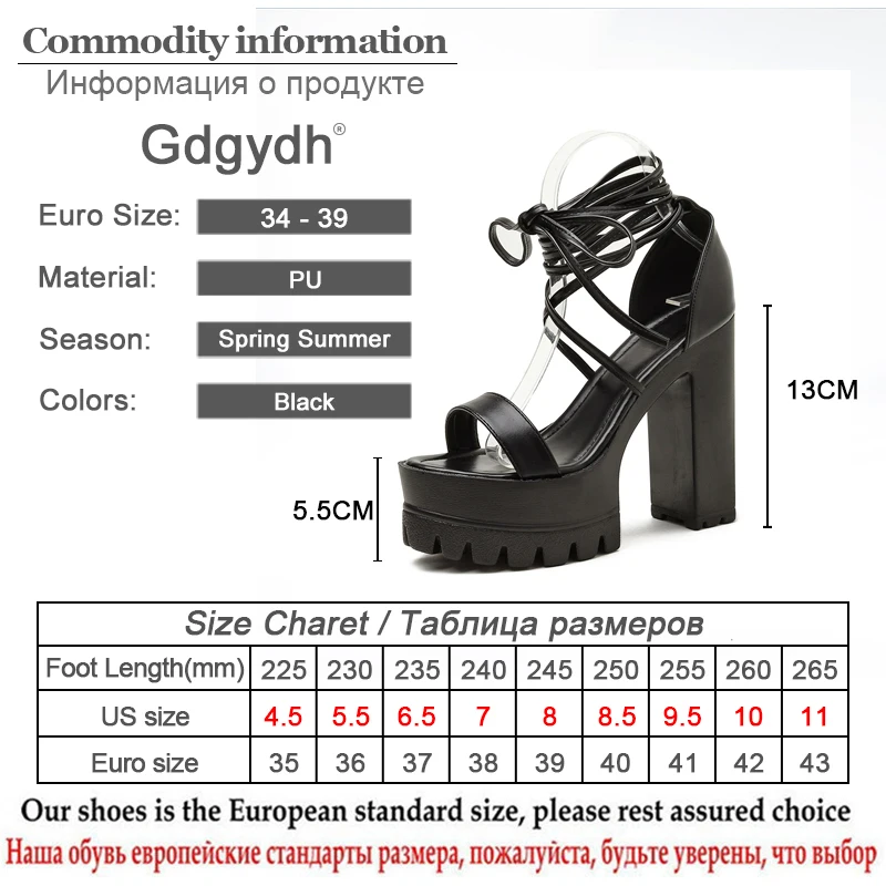 Женские босоножки на толстой платформе Gdgydh черные Босоножки с открытым носком и