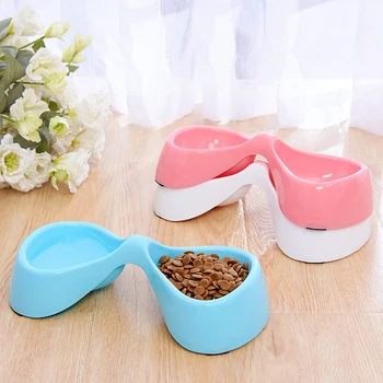 

Big deal 10PCS Plastic Pet Dog Bowl Pet Supplies Bow Double Dog Fashion Bowl Feeder Water Drinker
