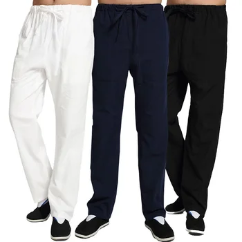 

2020 Men's Cotton Cloth Lace Pants Leisure Exercises Elastic Slacks