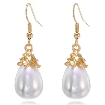 

Dropshipping Korean Drop Earrings Flower Water Drop Pearl Earrings For Women Fashion Jewelry Oorbellen Brincos Aretes De Mujer