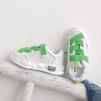 

2019 Autumn Kid's Shoes Casuals Hook & Loop Solid Shallow Round Toe Neutral Flat Heels Air mesh Non-slip CA-905