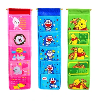

Fabric Cute Cartoon Hello kitty Hanging wall door 5 pockets Anime Long Closet bag sundries organizer Storage Novelty household
