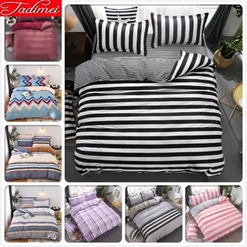 

Black White Stripe Duvet Cover Bedding Set Adult Couple Soft Cotton Big Bed Linen Double Queen King Size 180x220 200x230 220x240