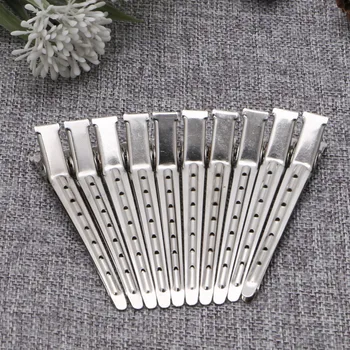 

New 10pcs Hair Clips Stainless Steel Hairdressing Duck Bill Alligator Clips
