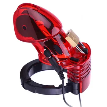 Remote Control Electric Shock Set Chastity Cage Cock ring Adult Sex Toys For Men Penis Stimulate Delay Time Electro Sex Product 4