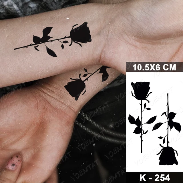 Waterproof Temporary Tattoo Sticker Small Simple Line Flower Flash Tatoo Cute Leaf Finger Wrist Fake Tatto For  Body Art Women 19-K254