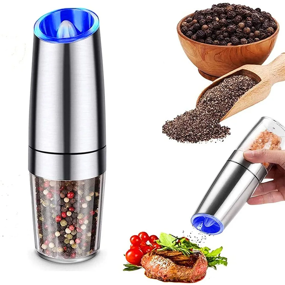 Electric Pepper Mill Stainless Steel Automatic Gravity Induction Salt and Grinder LED Light Kitchen Spice Tools | Дом и сад