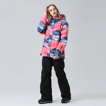Winter Tracksuits Women Outdoor Female Ski Costume Hooded Jacket Pants Woman Snow Suits Waterproof Young Girl Snowboard Cltohes
