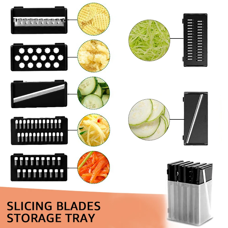9 in 1 Multi-functional Rotate Vegetable Slicer Potato Peeler Carrot Onion Grater with Strainer Fruit Cutter & Shredders