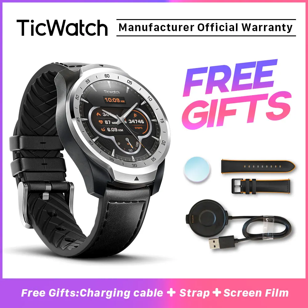 Ceny TicWatch pro Smart Watch wersja globalna z Google Play NFC płatność mężczyźni Bluetooth smartwatch dla androida i iOS TicWatch oficjalny