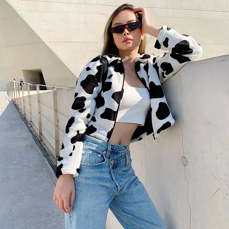 Cow print teddy jacket Clearance