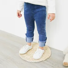 A mu hou детская одежда; сезон весна-осень; стиль; детская одежда в Корейском стиле для девочек; обтягивающие ультраэластичные креативные базовые джинсы