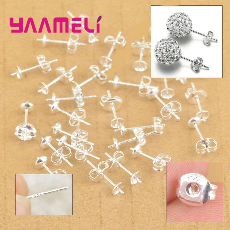 

500PCS Handmade Earring Making Accessories 925 Sterling Silver Jewelry Findings DIY Component Stud Earrings Pin+Back Stoppers
