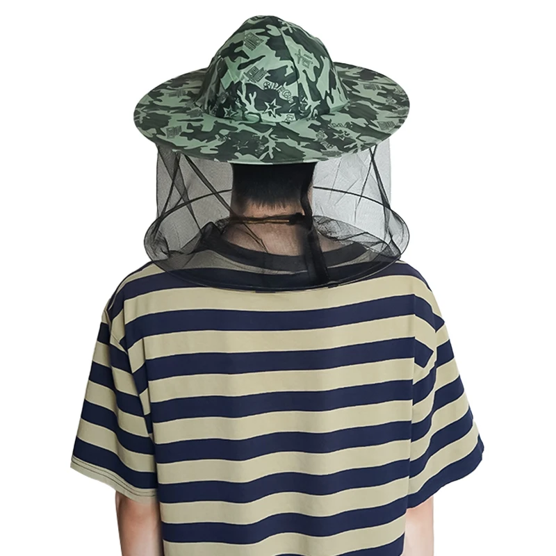 Camo Beekeeping Hat Head Face Protection Veil Mask Hat Bee Bug Insect Anti-mosquito Safety Prevention Head Net