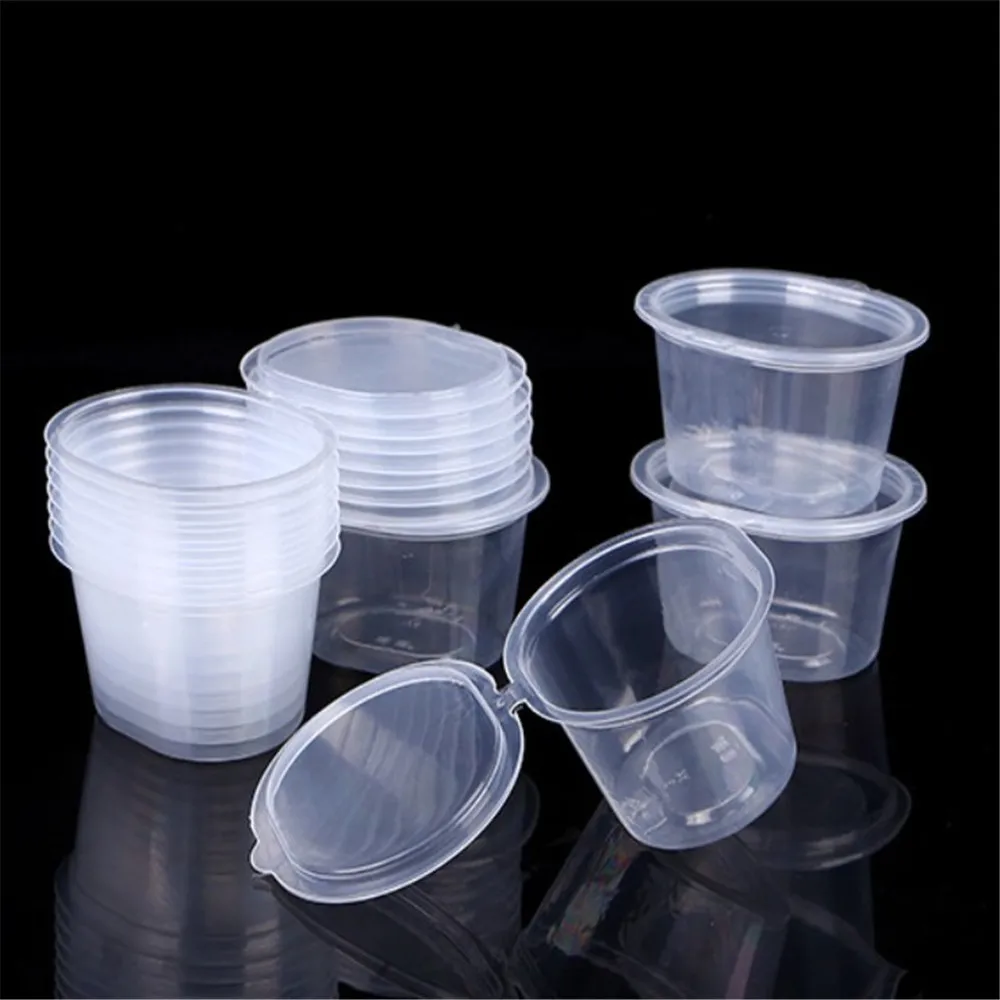 10 шт одноразовые прозрачные пластиковые чашки для соуса, контейнер для хранения еды, одноразовые вечерние чашки для приправ