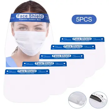 

5PCS Adjustable Transparent Face Shield Anti Droplet Dust-proof Protect Full Face Covering Mask Safety Protection Shield