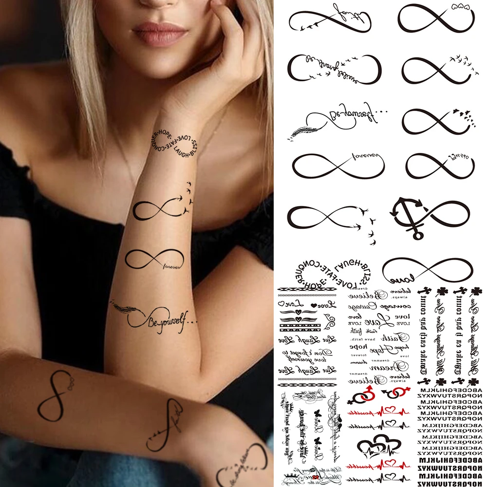Tatouage Signe Infini Avec Initiale Autocollants De Tatouage Pour Femmes, Symbole Infini, Versets Féminins,  Papillon, Ecg, Croix Infinie, Tatouages Temporaires, Faux Tatouage Étanche  - Temporaire Tatouages - AliExpress