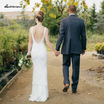 

Vintage Women White Lace Wedding Dress Country Style 2020 Robe Vestidos Sexy Bridal Dresses Backless Mermaid Wedding Gowns