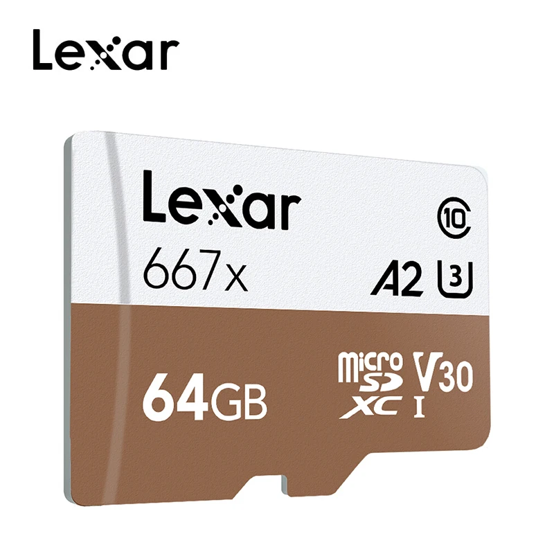 Оригинальная карта памяти Lexar 667x A2 высокоскоростной 100 МБ/с./с 128 ГБ V30 класс 10 UHS-I U3 карта mirco-SD для 1080p Full-HD 3D 4K видео