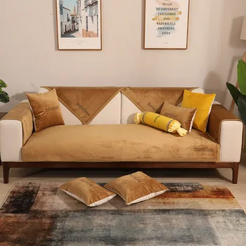 

Dutch Velvet Sofa Covers For Living Room Four Seasons Universal Corner Sofa Cover Modern 5 Colors Non-slip Couch Cover Slipcover