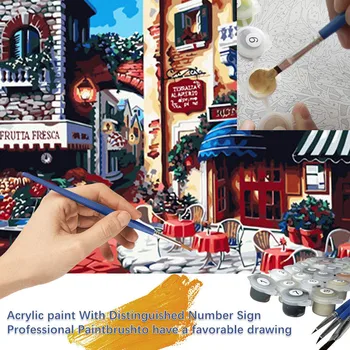 

Numbers Kits With Brushes And Acrylic Pigment Diy Painting Paint By Numbers Beautiful Town Paint Suitable For Adults 40*50cm z3