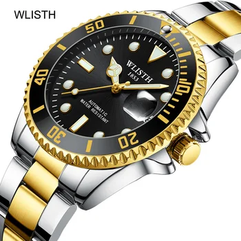 

Relogio Masculino Mens Watches Black Top Brand Luxury Rolexable Automatic Mechanical Wrist Watch For Man Waterproof Sport Clock