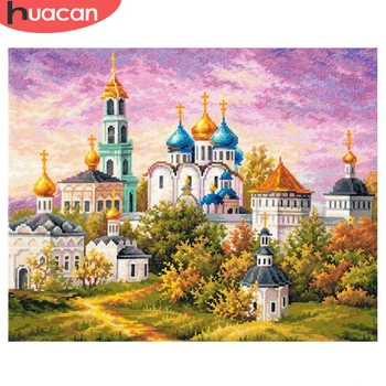 

Diamond Painting Cross Stitch Landscape Diamond Embroidery Church Resin Pasted Mosiac Patterns Home Decor