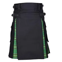 Горячая шотландская Мужская Kilt традиционный ремень в клетку плиссированная Двусторонняя цепь коричневый готический панк шотландская клетка брюки юбка