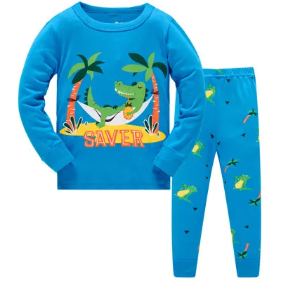 Kids Pajamas Sets Cotton Boys Sleepwear Suit Girls Pajamas Long Sleeve Tops+Pants 2pcs Children Clothing - Цвет: Красный