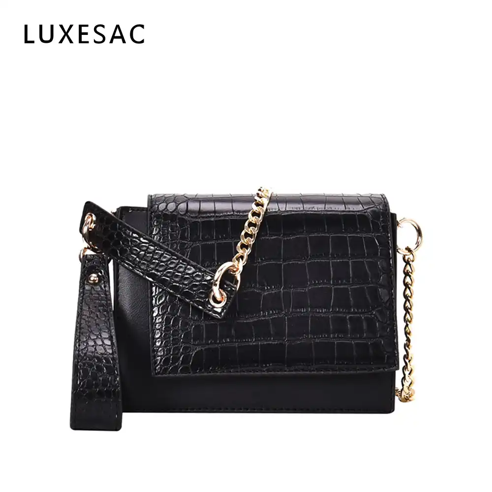 black chain side bag