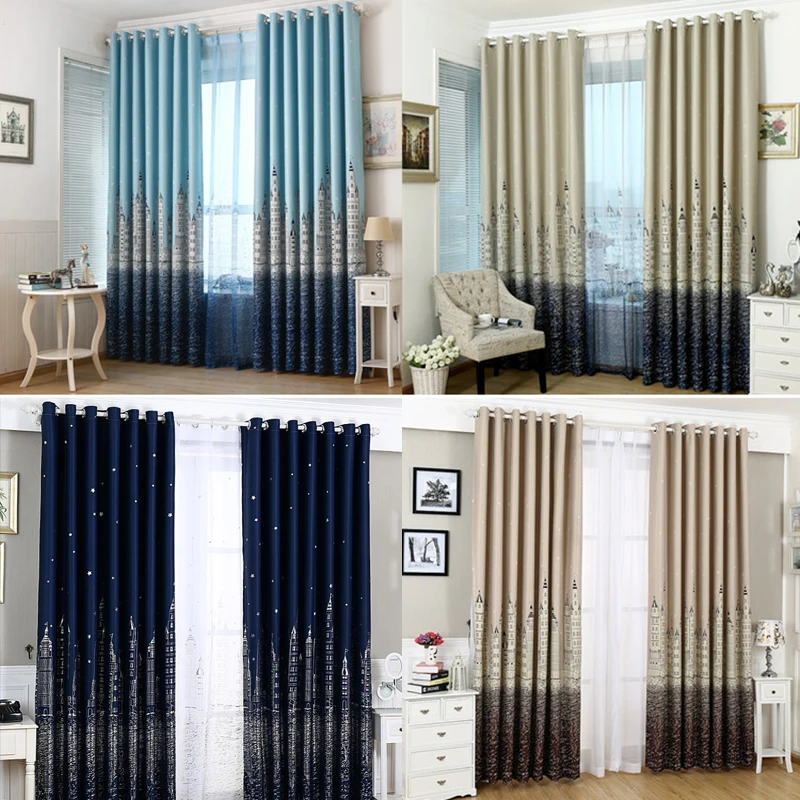 

Ins Castle Star Hot Silver Shading Cloth Curtain Voile Blackout Drapes For Living Room Kitchen Modern Window Treatments Curtain