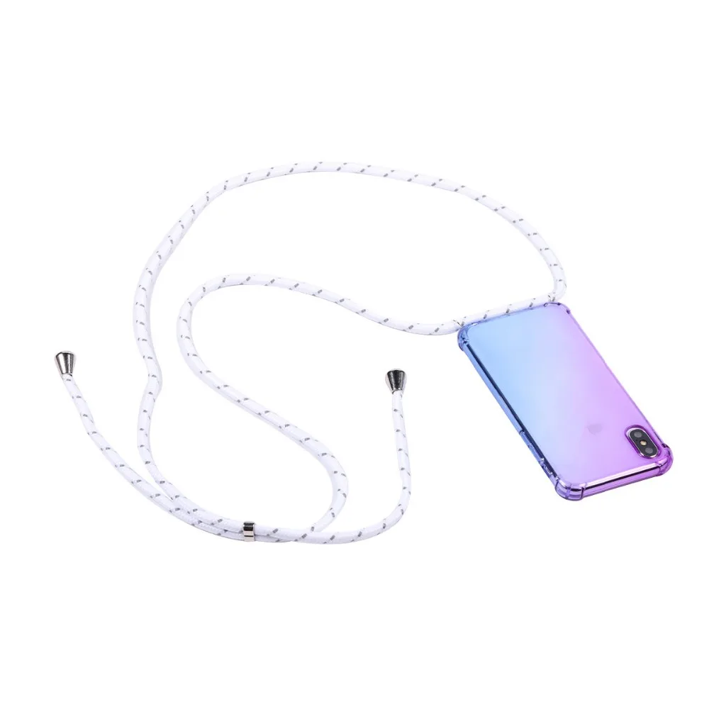 Rainbow aurora transparent case for Samsung Galaxy A6s A8s A9s A10 A20 A40 A50 A60 A70 A80 lanyard shoulder rope cord case cover