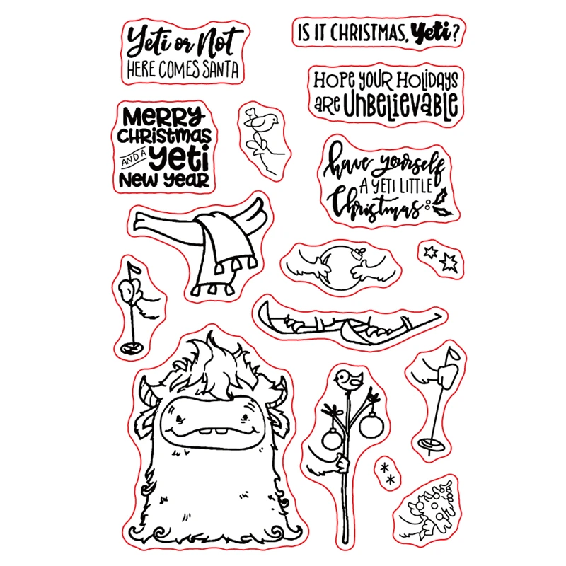 

FXL Yeti Christmas Transparent Clear Silicone Stamp/Seal for DIY scrapbooking/photo album Decorative clear stamp sheets