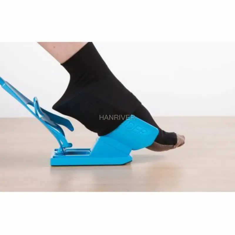Mayitr 1pc Sock Slider Aid Blue Helper Kit Helps Put Socks On Off No Bending Shoe Horn Suitable For Socks