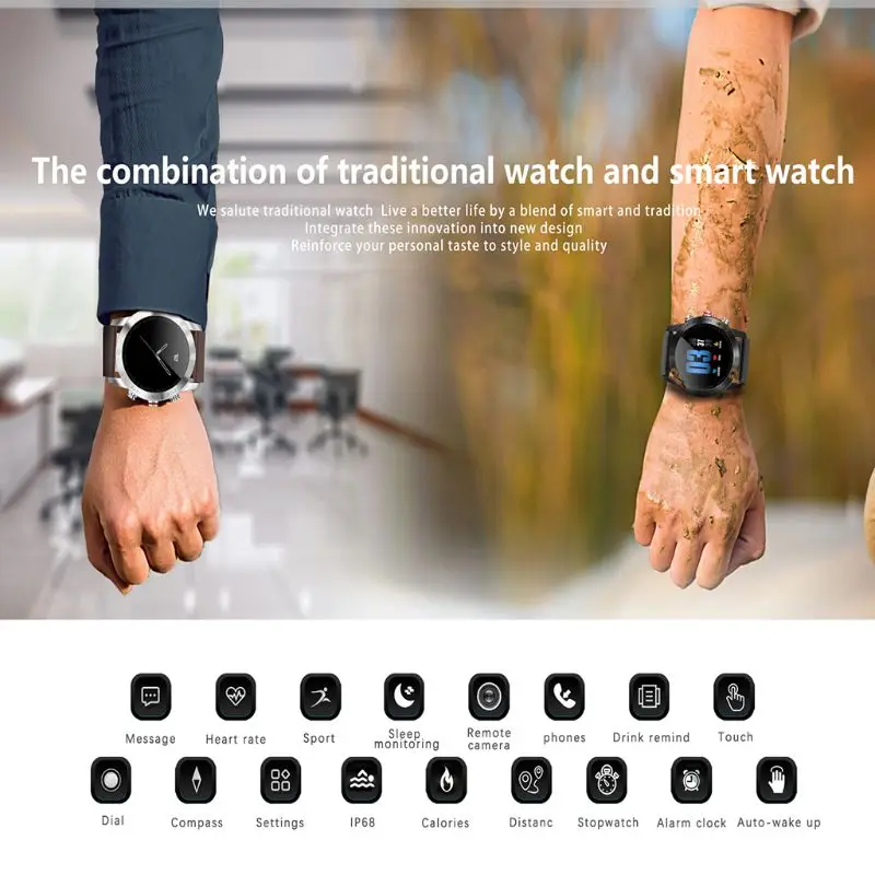 S10 1.3 Inch Touch Screen Smart Watch IP68 Waterproof Heart Rate Blood Pressure Monitor Fitness Tracker Sports Wristband