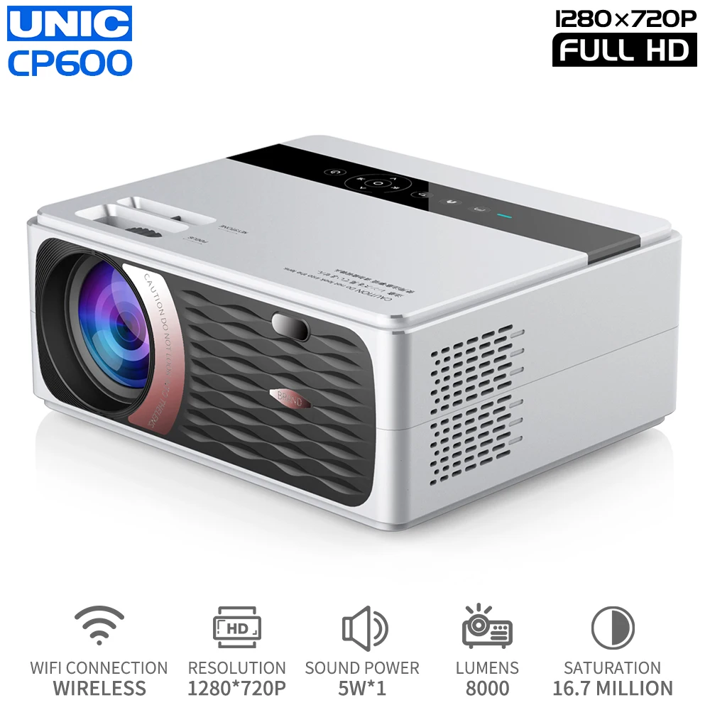 Светодиодный проектор UNIC CP600 1280x720P 8000 лм 1080P Full HD HDMI WIFI LCD домашний кинотеатр для