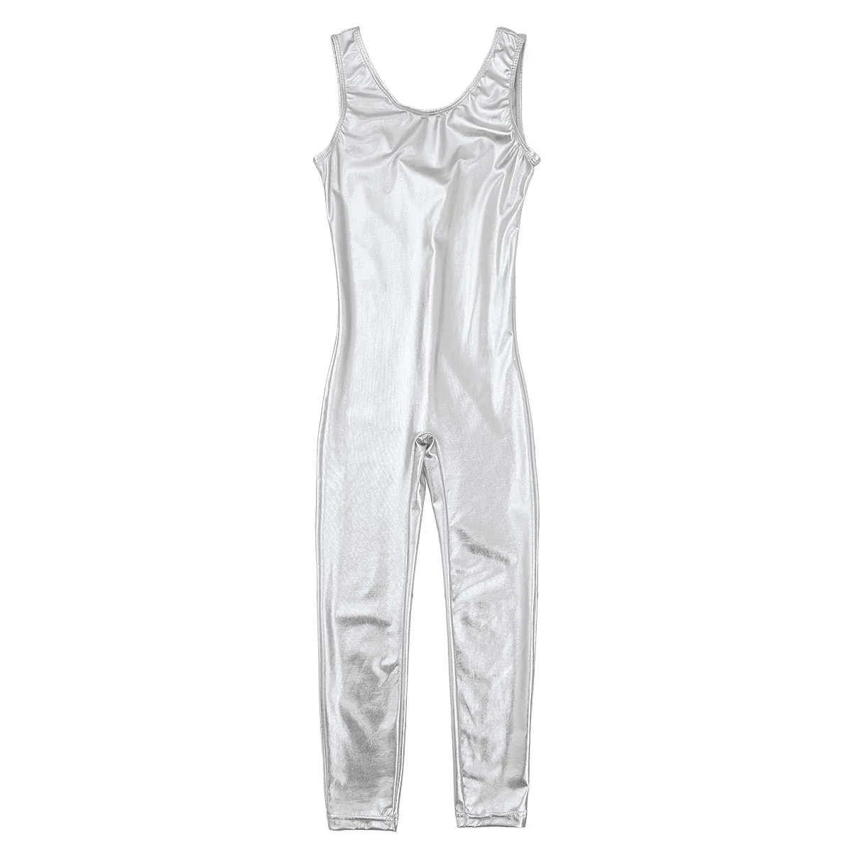 Kids Girls Sleeveless Glossy Metallic Ballet Gymnastics Leotard Jumpsuit Unitard Teens Girl Dance Wear Ballerina Dance Costume