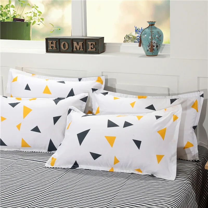 

46x72cm 2Pcs Geometric Patterns Flower Printed Pillowcases Set 100% Polyester Breathable Pillow Cover For Bedroom Decoration