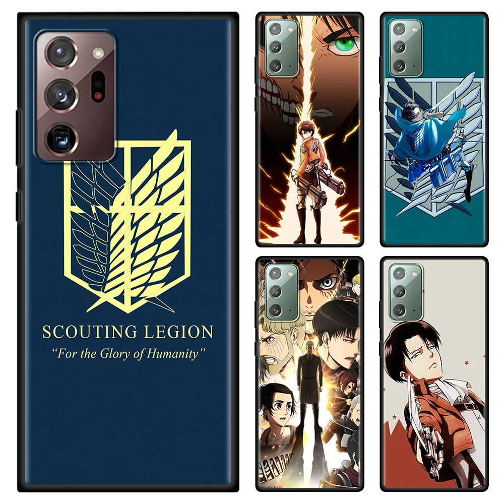 CellPhone Caso For Samsung Galaxy Note 20 Ultra 10 5G Plus Lite 9 8 Silicone Shell Soft Black Frame Fundas Attack On Titan | Мобильные