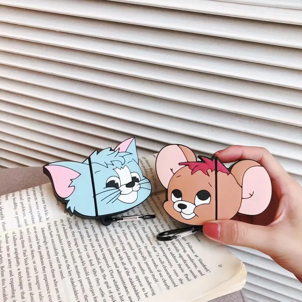 

For Apple AirPods Case Tom Cat Jerry mouse Cartoon Silicone Bluetooth Wireless Earphone Shockproof Protective Case