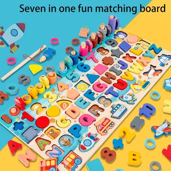 

Wooden Number Alphabet Puzzles Shape Sorting Counting Learning Toys for Toddlers Christmas cute children puzzle gift