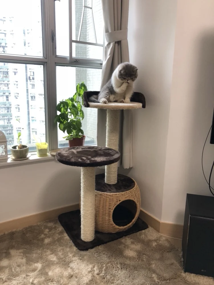 Cat Climbing Frame Big Cat Litter Cat Tree Sisal Hand-woven Cat Scratch Board Jumping Platform Cat House Climbing Cat - Цвет: Серебристый