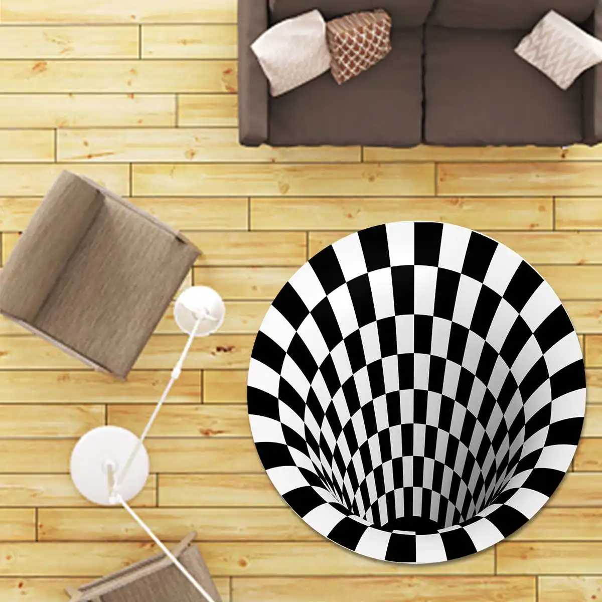 Size : 50cm YUNSHAO Rug Pads Area Rugs 3D Home Carpet Black White Stereo Vision Mat Living Room Doormat Tea Table Three-Dimensional Sofa Illusion Mat Zebra Pattern Floor Mat Home Decoration