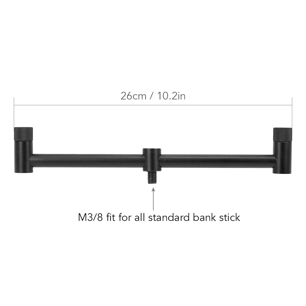 

Carp Fishing Rod Pod Buzz Bar Rest Fishing Rod Holder for 2 Bite Alarms Rod Rest Butt Length 26cm/36cm