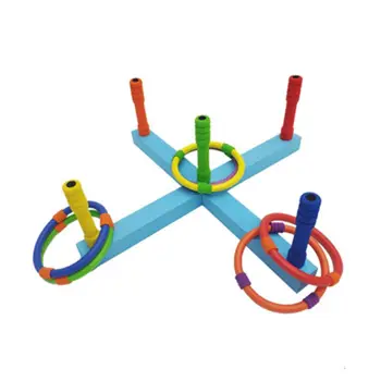 

Kids Adult Toss Game Set with 6 Rings EVA Hoop Throw Outdoor Fun Puzzle Play Toy