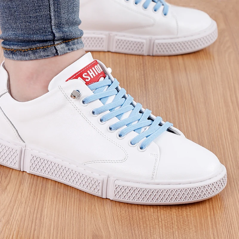 

Flat Elastic Shoelaces Metal lock press convenient and fast No Tie Shoelace Child And Adult Leisure Sneakers Lazy laces 1 pair