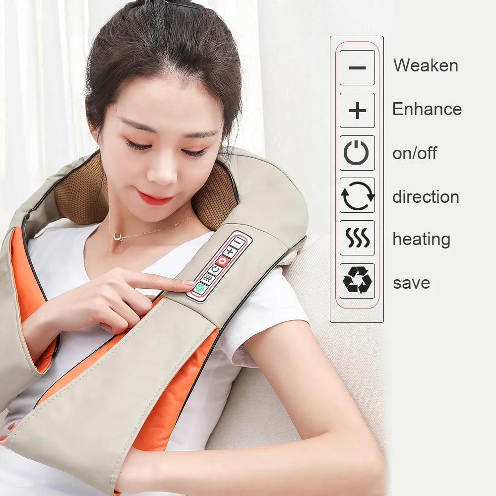 Car/Home U Shape Electrical Massage Shiatsu Back Shoulder Body Neck Massager Multifunctional Shawl Infrared Heated Kneading