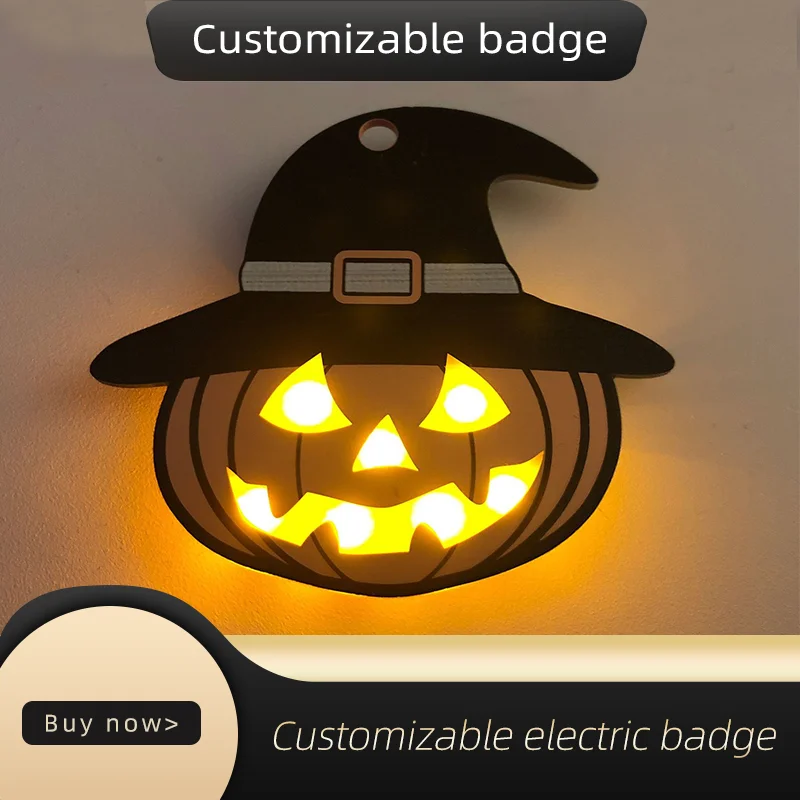 

Electric Badge Halloween Pumpkin LED Light Customizable Logos Create Gifts