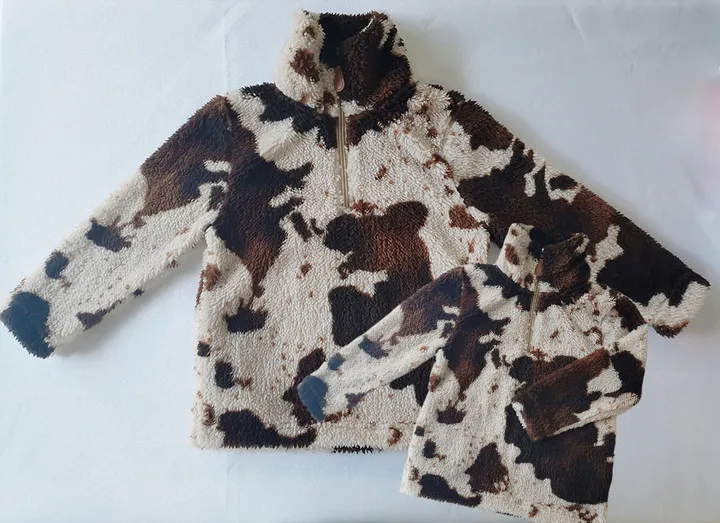 Simply Southern Women's Cow Print 1/4 Zip Fleece Pullover