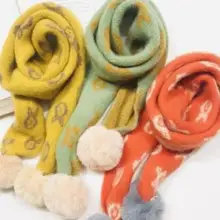 Серия Han, вязаный шарф с помпонами из кроличьей шерсти для девочек на осень и зиму, шерстяной воротник для мальчиков, сохраняющий тепло, XQ001